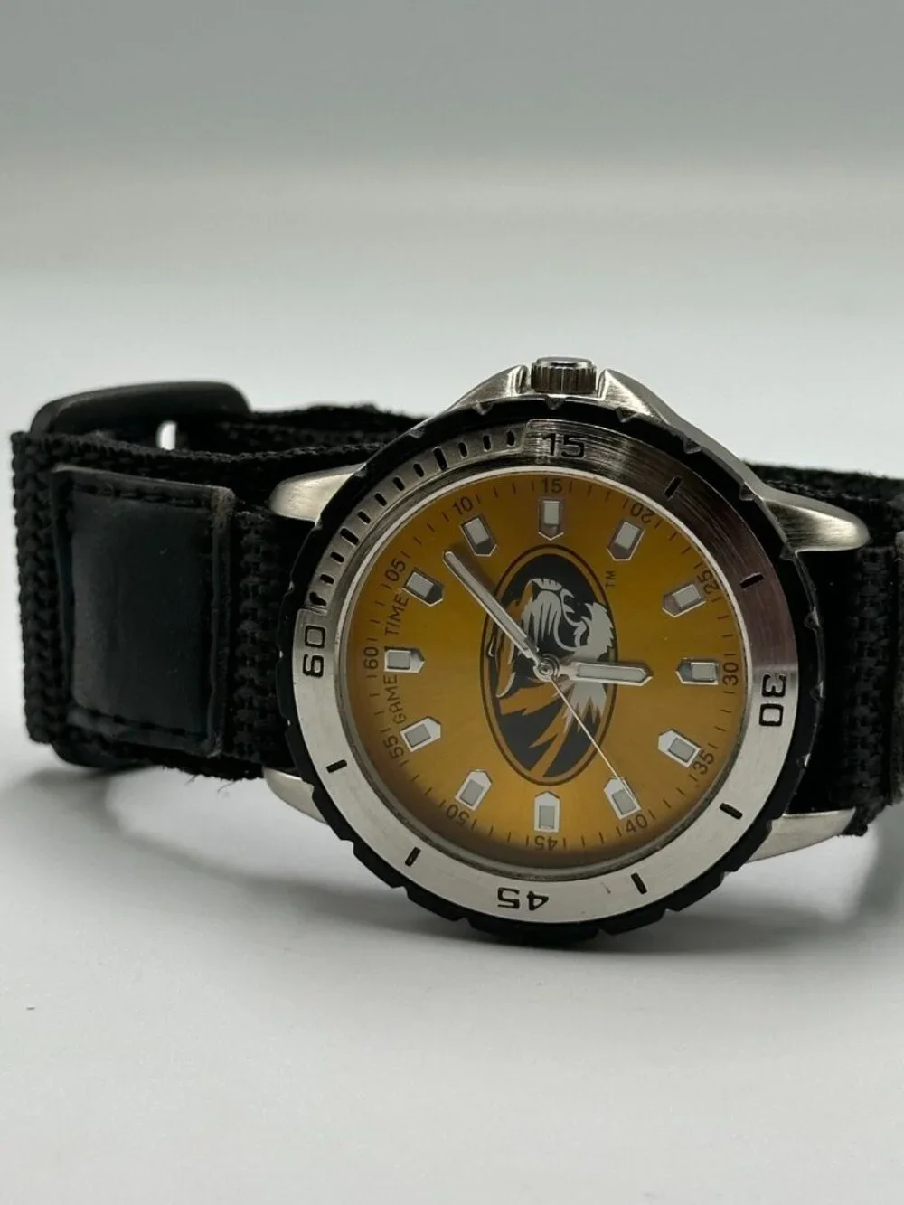 Game Time Missouri Tigers Watch Mens 41mm Case Black  Nylon Band New Battery